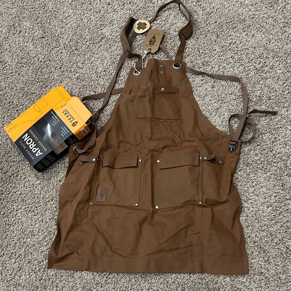 NEW Brown Men's Utility Work Apron - Durable Canvas Accessory size M-XL